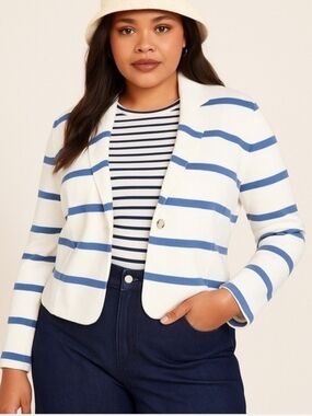 Rachel Zoe White & Blue Striped Blazer